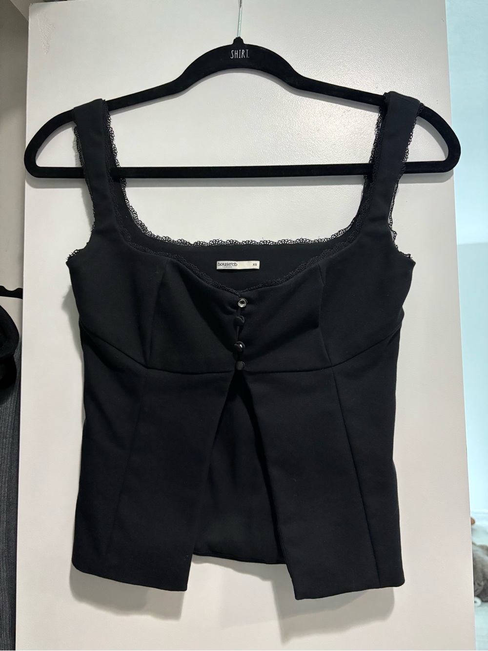 House of CB Black Lace-Trim Bustier Crop Top